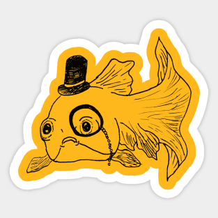 Well-Mannered Fish (Without words) -- funny, sketch, whimsical, fun gift Sticker